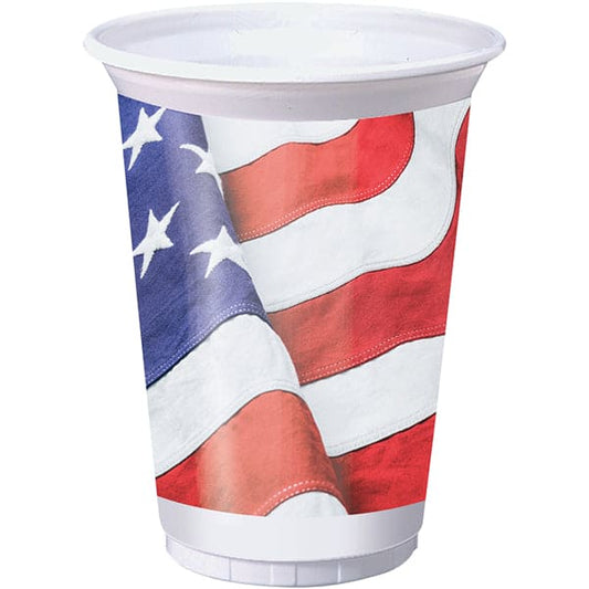 Patriotic Flag 16oz Plastic Cups 8ct