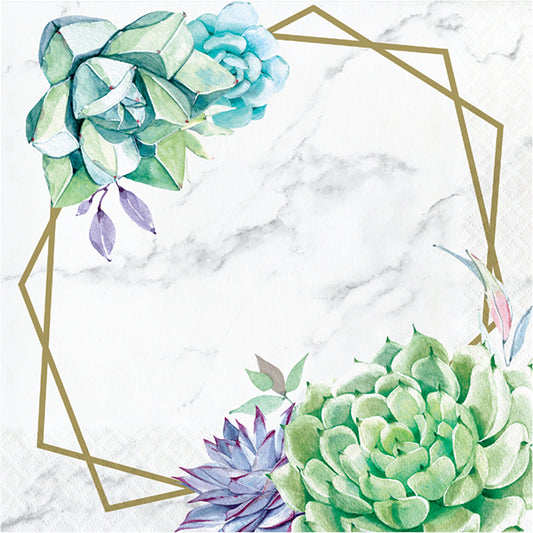 Geometric Succulents Luncheon Napkins 16ct