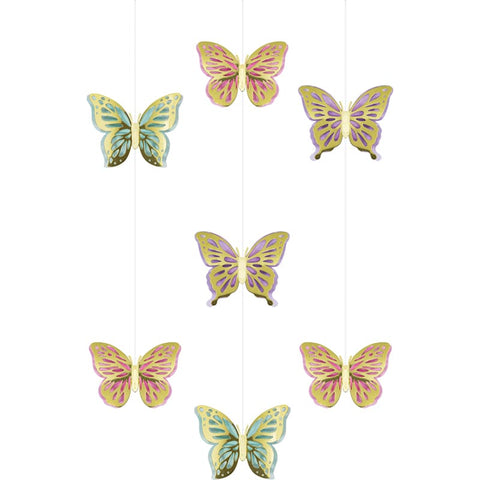 Shimmer Butterfly Hanging Cutouts 3 Ct