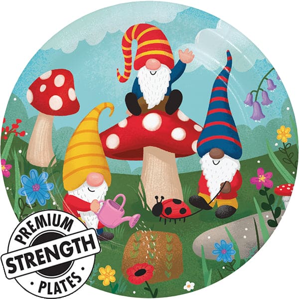 Party Gnomes 9in Round Dinner Paper Plates 8ct