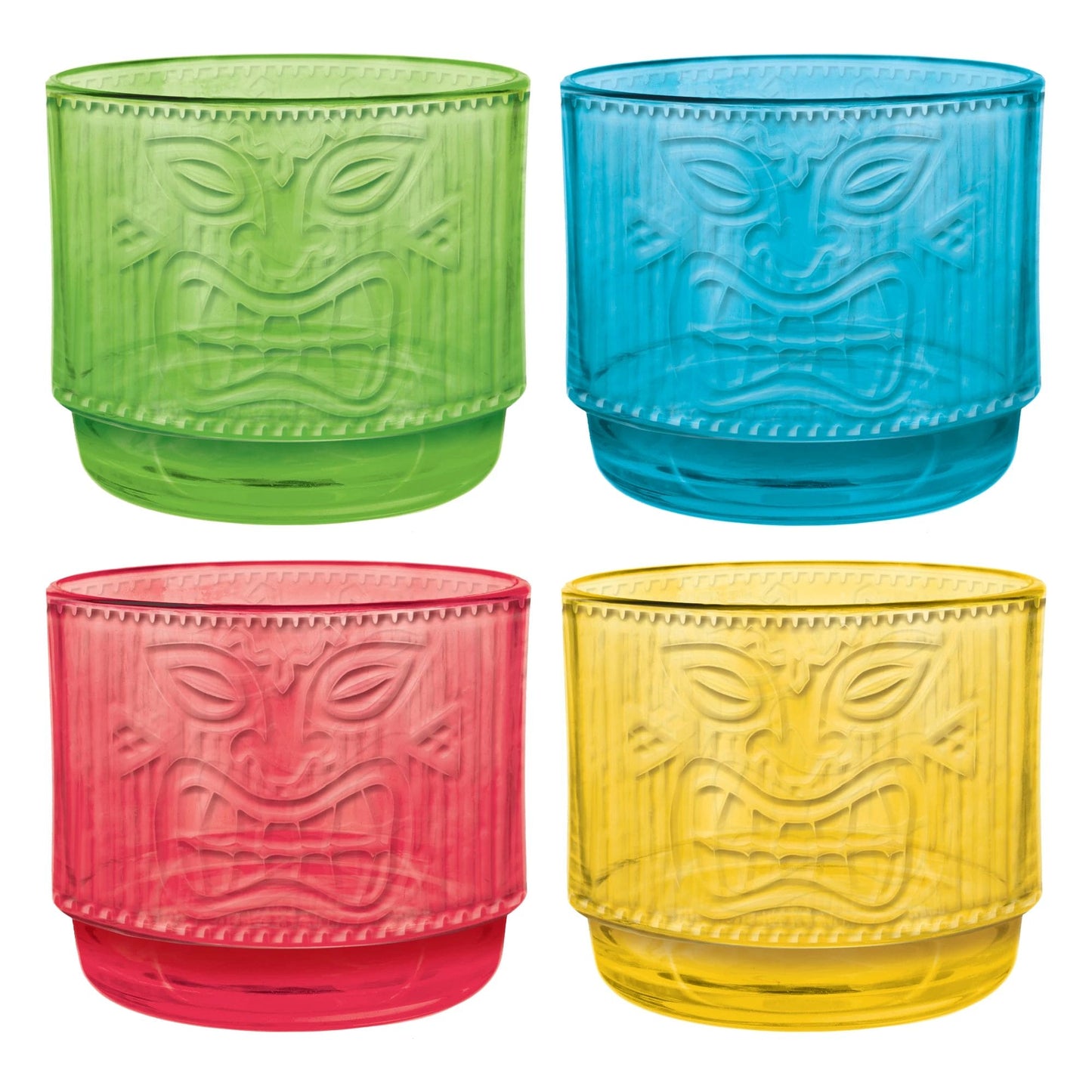 Tiki Embossed Stacking Cups Set 4 Ct