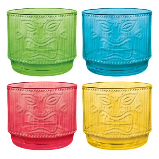 Tiki Embossed Stacking Cups Set 4 Ct