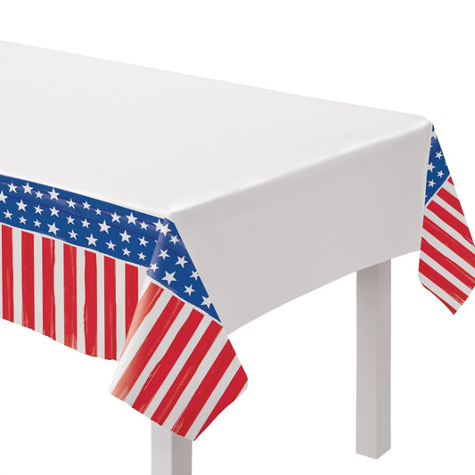 Painted Patriotic 54in x 96in Plastic Table Cover