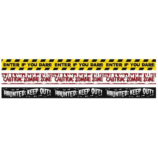 Halloween Fright Plastic Tape Banners 3 Ct