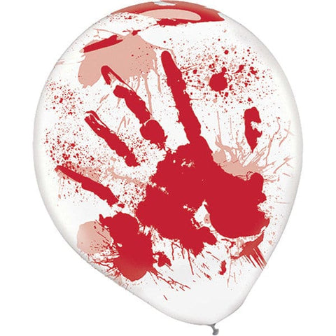 Asylum Printed 12in Latex Balloons - Clear w/Red Blood Splatter 6ct