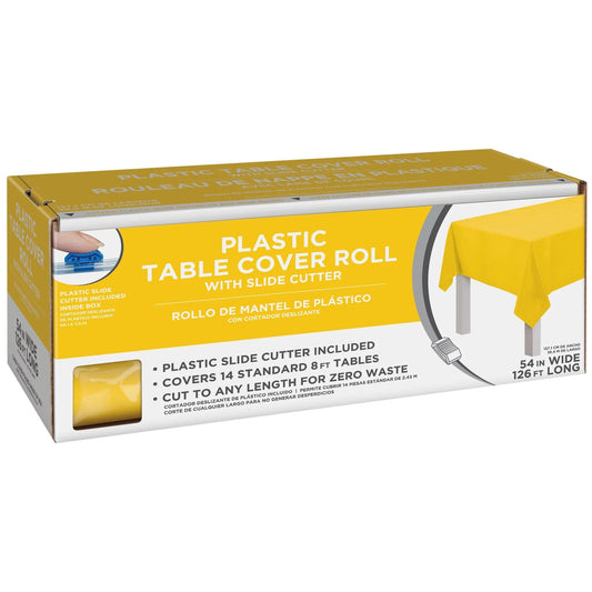 Boxed Plastic Table Roll - 54in x 126ft Yellow Sunshine