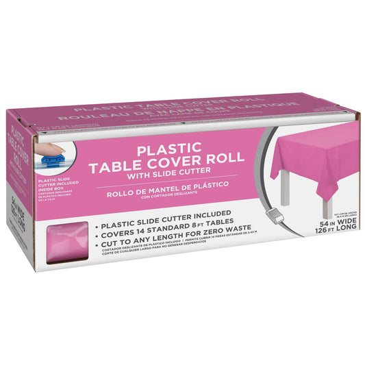 Boxed Plastic Table Roll - 54in x 126ft Bright Pink