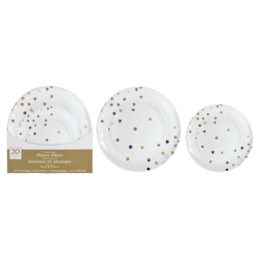 Multipack, Hot Stamped Plastic Plates - Gold 20 Ct