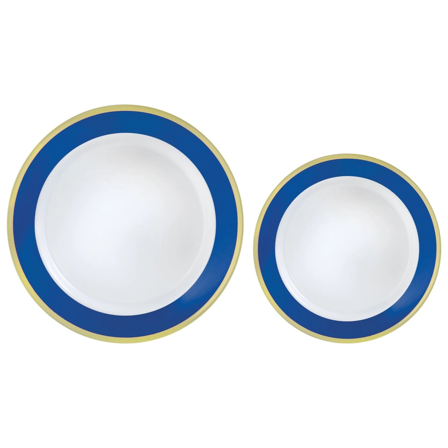 Multipack, Hot Stamped Plastic Bright Royal Blue Border Plates -  20 Ct