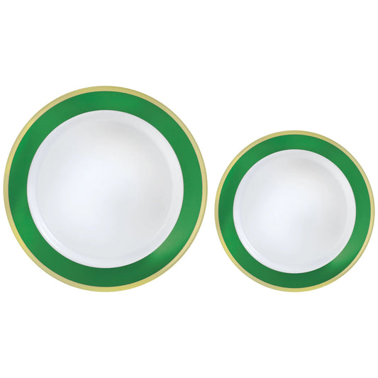 Multipack, Hot Stamped Plastic Border Plates - Festive Green 20 Ct