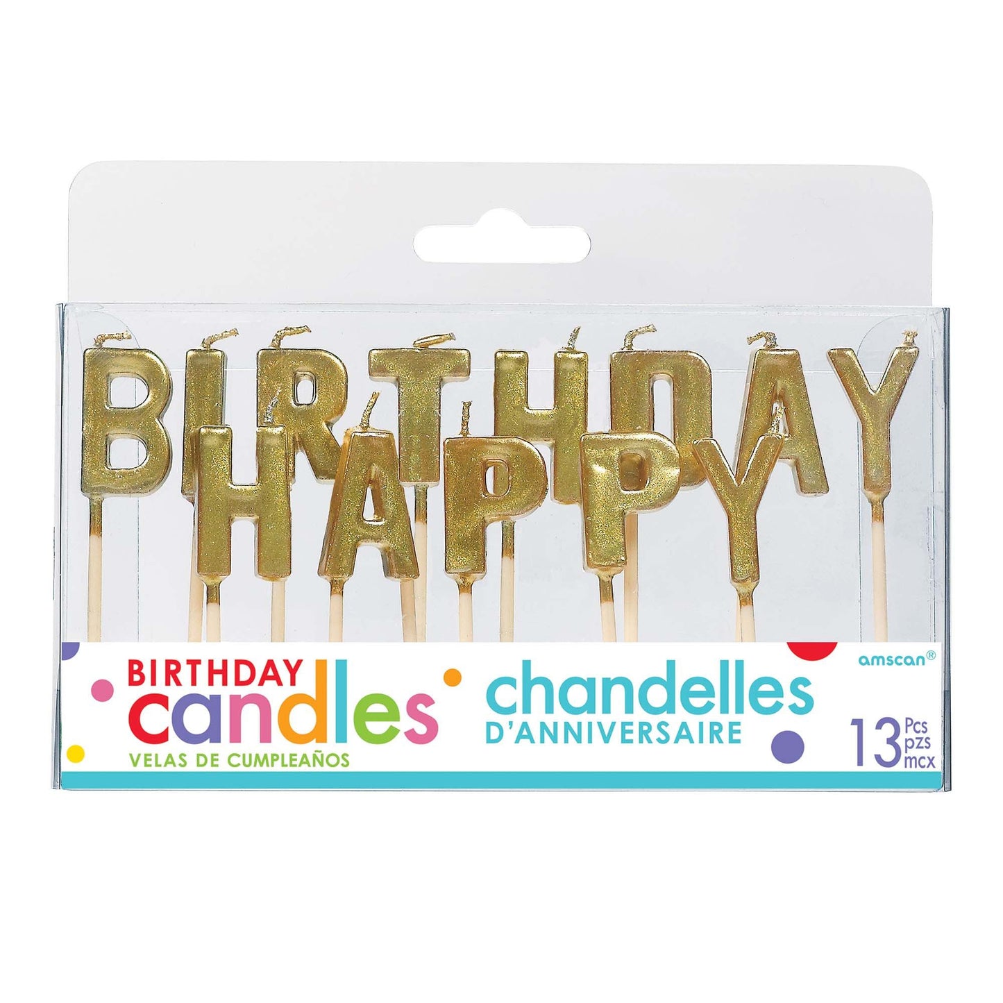 Happy Birthday Glitter Pick Candles - Gold