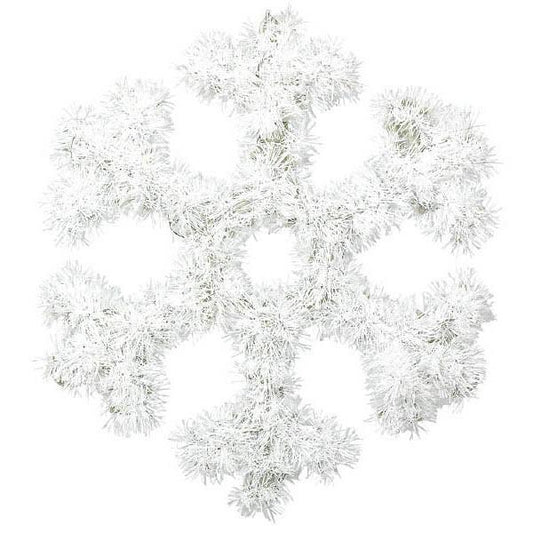 White Tinsel Snowflake Hanging Decoration