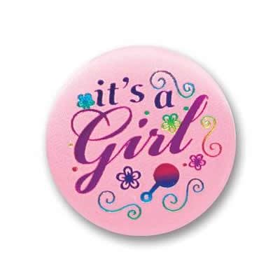 Button - It's A Girl Satin Button 2"