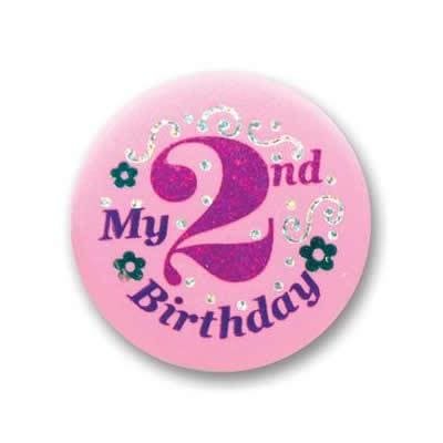 My 2nd Birthday Pink Satin Button 2in