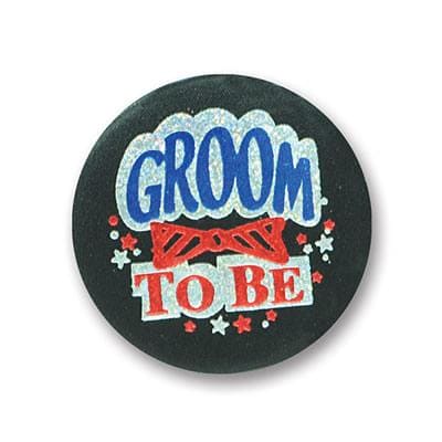 Groom To Be Black Satin Button