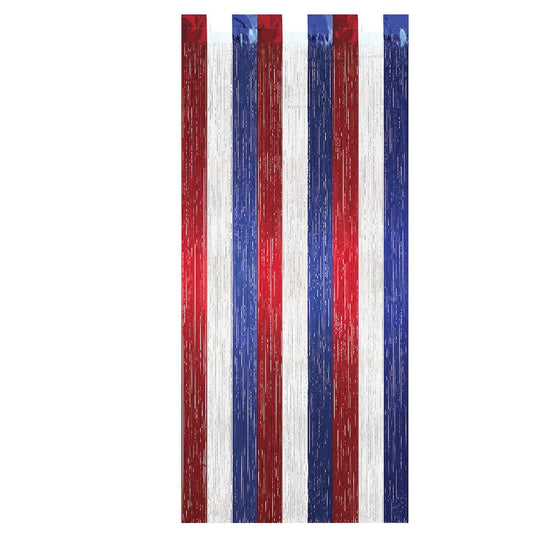 Gleam 'N Curtain Metallc Red White and Blue 8ft x 3ft wide
