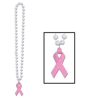 Pink Breast Cancer Awareness Ribbon Necklace