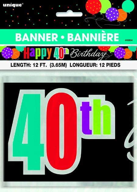 Happy 40th Birthday Foil Banner 12ft