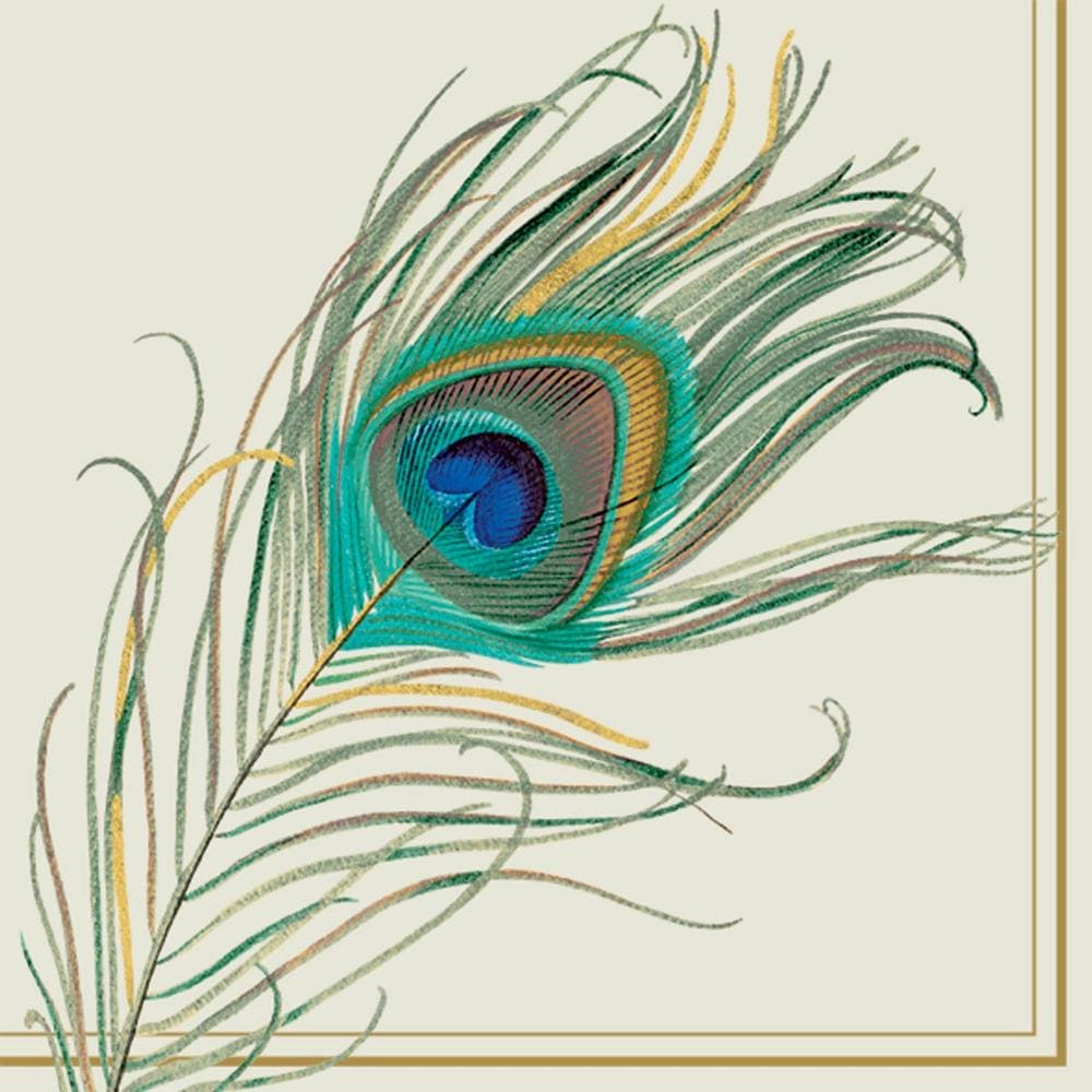 Peacock Feather Luncheon Napkins