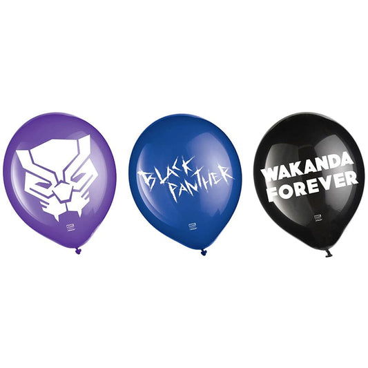 Black Panther Wakanda Forever 12in Latex Balloons 6 Ct