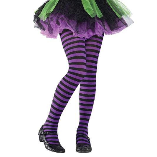 Purple/Black Striped Tights Child