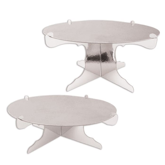 Metallic Silver Cake Stands 2ct