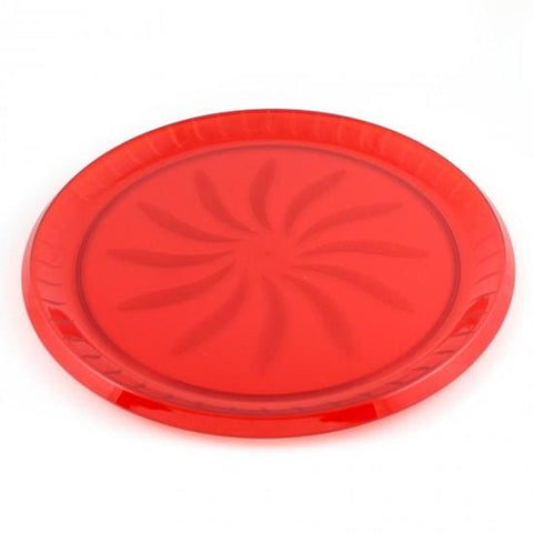 Red Round Swirl Plastic Tray 16in