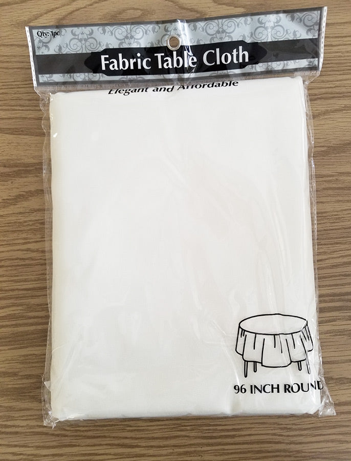 Fabric 96in Round Ivory Table Cover