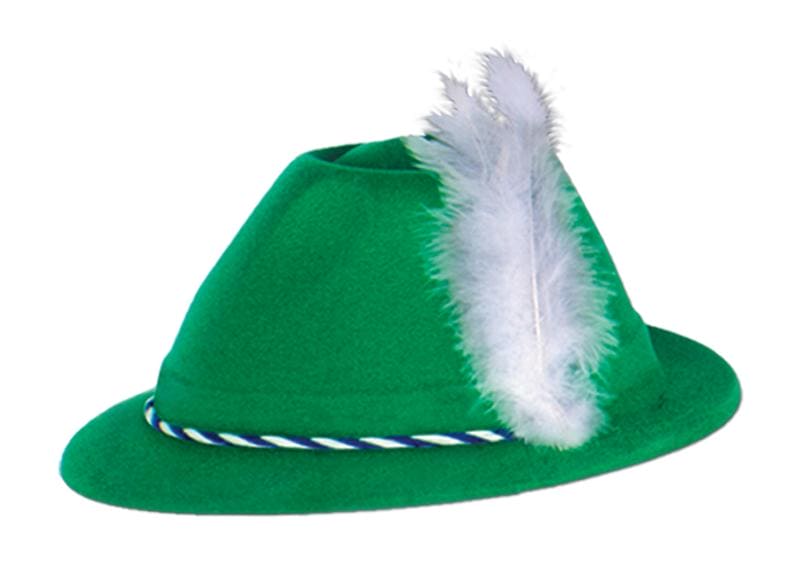 Oktoberfest Green Velour Tyrolean Style Hat