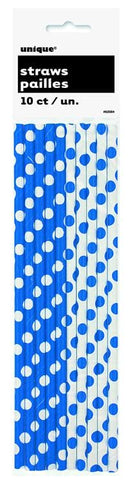 Royal Blue Dots Paper Straws