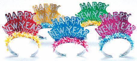 Happy New Year Glitter Tiara with Fringe