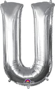 Letter U Silver 33in Metallic Balloon