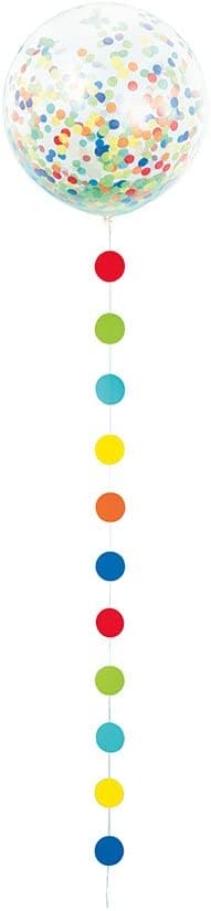 24" Clear Balloon w/Rainbow Confetti & Dots Tassel