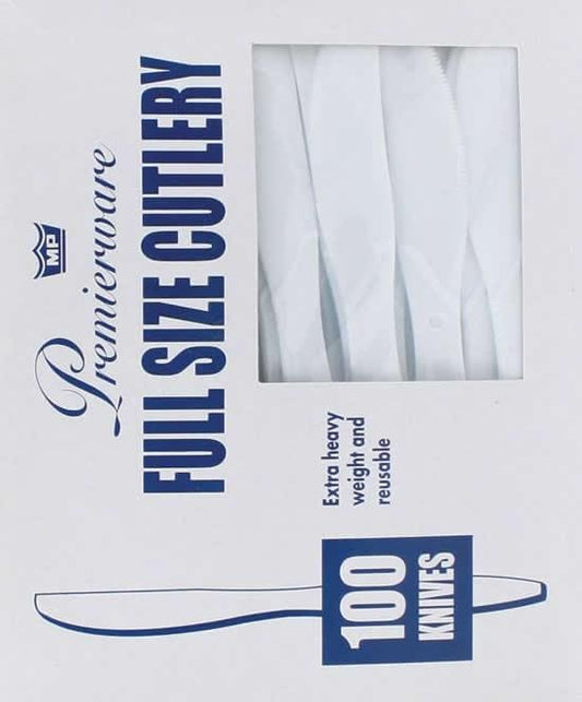 Extra Heavyweight White Plastic Knives 100ct