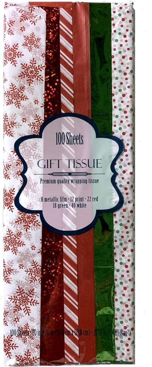 Chistmas Tissue Paper Mylar 100 Ct