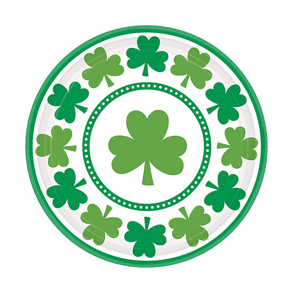 Lucky Shamrocks 7in Round Luncheon Paper Plates