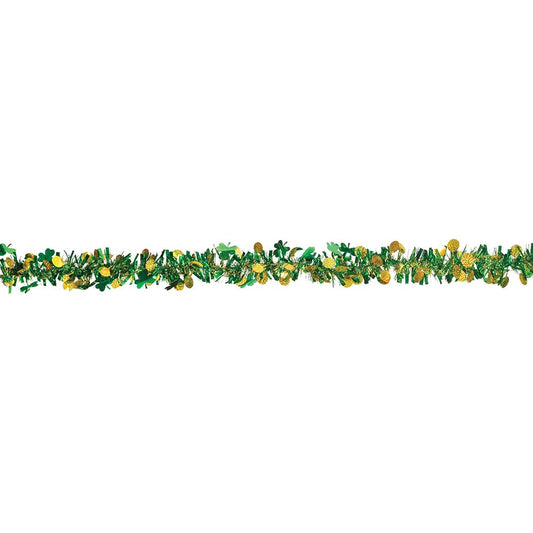St. Patrick's Day Gold Coin Tinsel Garland 18ft