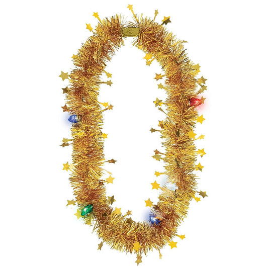 Light Up Tinsel Necklace - Gold