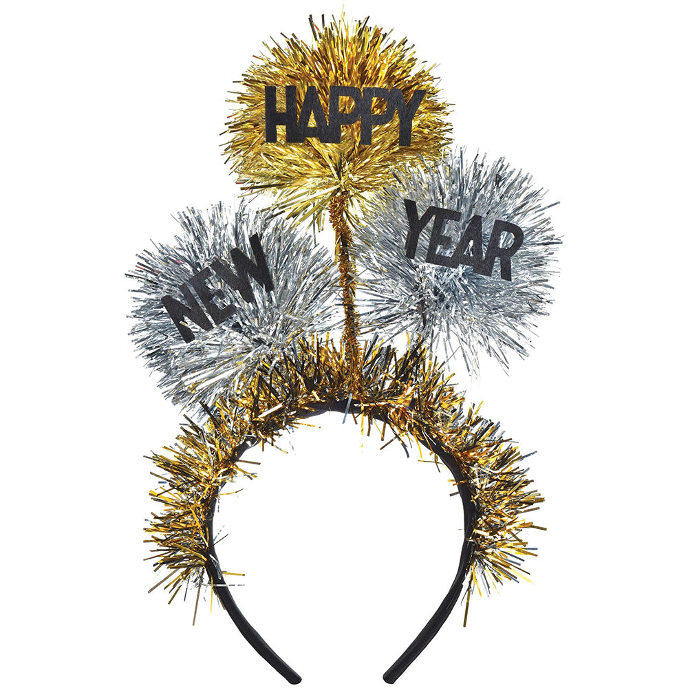 Happy New Year Tinsel Ball Headband