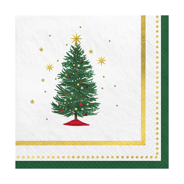 Joyful Tree Beverage Napkins 16 Ct