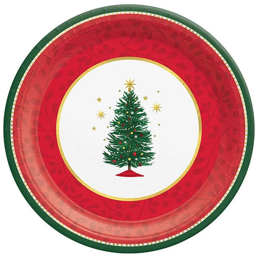 Joyful Tree 12in Round Banquet Paper Plates 8ct