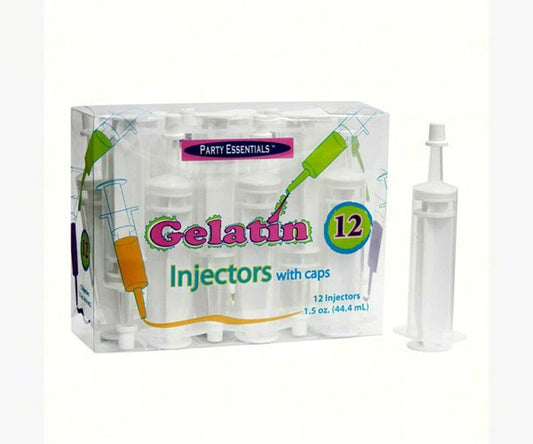 Clear Plastic Gelatin Injectors w/Cap 1.5oz 12 ct