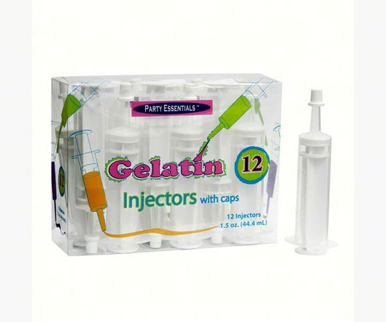 Clear Plastic Gelatin Injectors w/Cap 1.5oz 12 ct