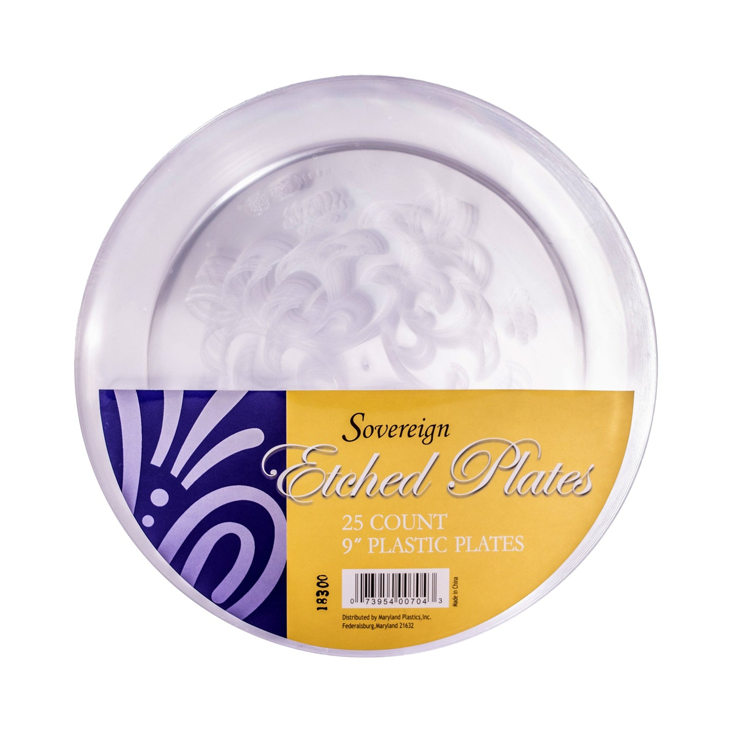 Sovereigh Etched 9in Round Plastic Plates 25ct