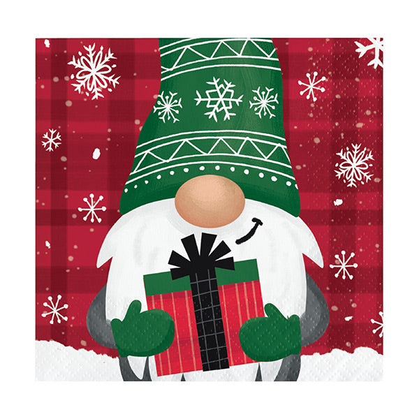 Holiday Gnomes Beverage Napkins 16 Ct