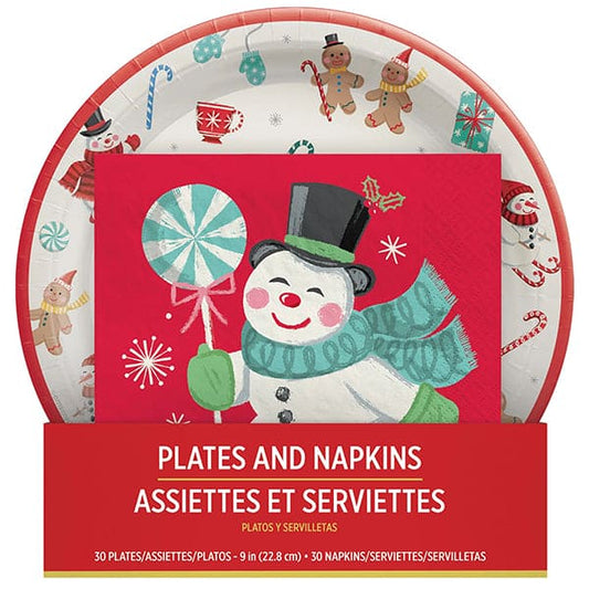 Peppermint Twist 30 Paper Plates and 30 Napkins Value Pack