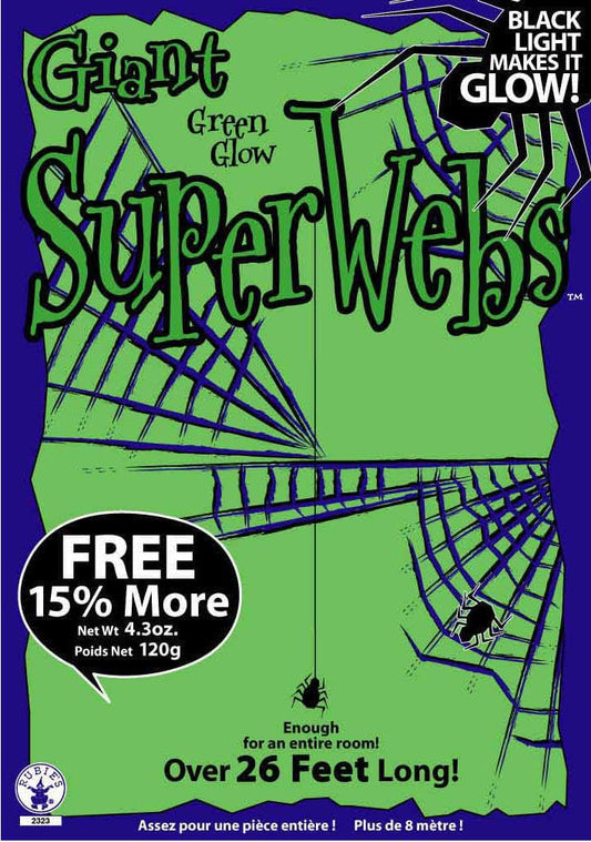 Spider Web Green Black Light Glow 120 grams with 8 Spiders