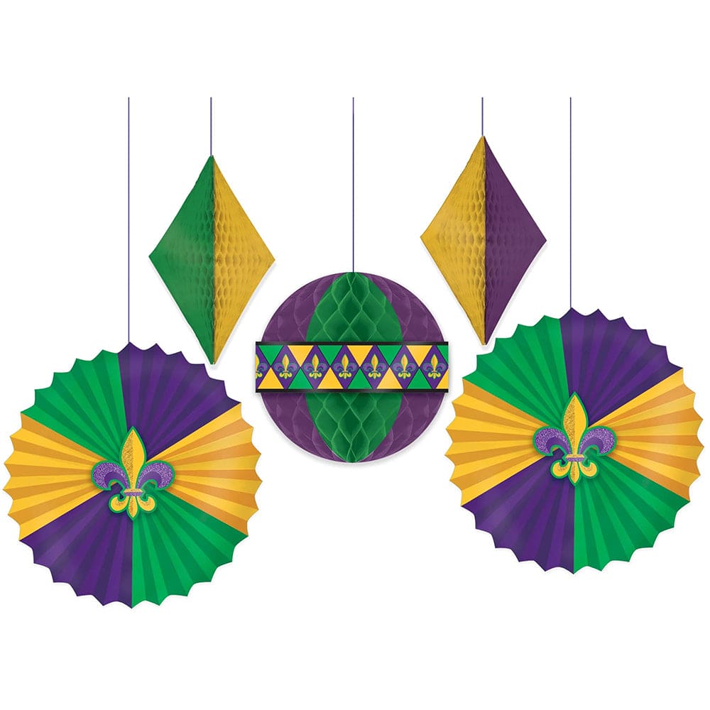 Mardi Gras Honeycomb Deco 5 Ct