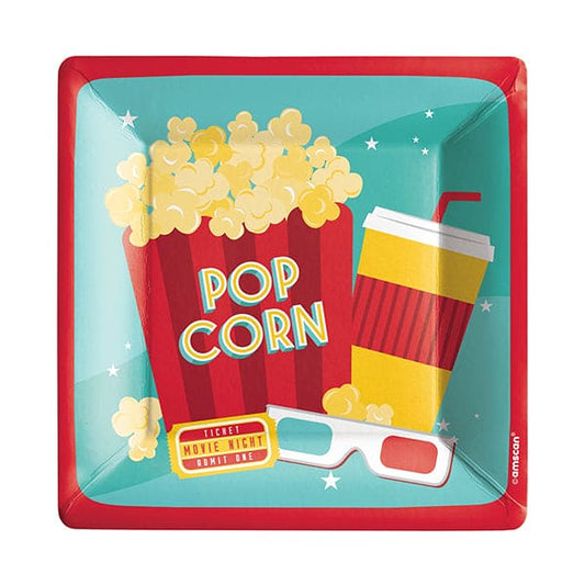 Movie Night 7in Square Luncheon Paper Plates 20ct