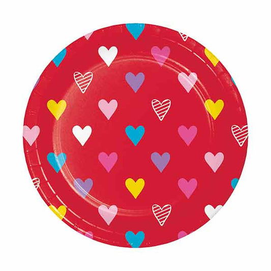 Valentine Symbols 7in Round Luncheon Paper Plates 8ct